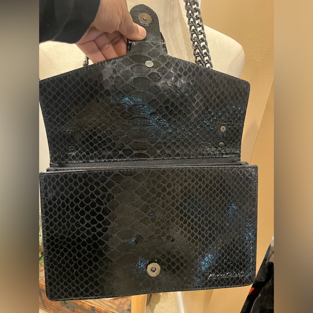 Marina Galanti 🇮🇹 Black Reptile Skin Shoulder Bag - Picture 10 of 17